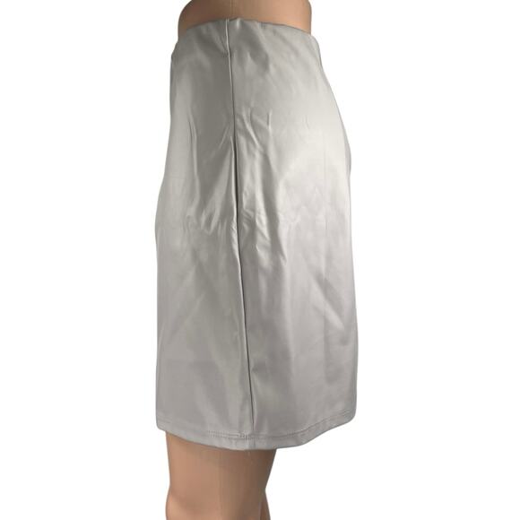 ASOS Women's Grey Faux Leather Pleated Pull On Stretch Mini Pencil Skirt Size 6 - Picture 2 of 5